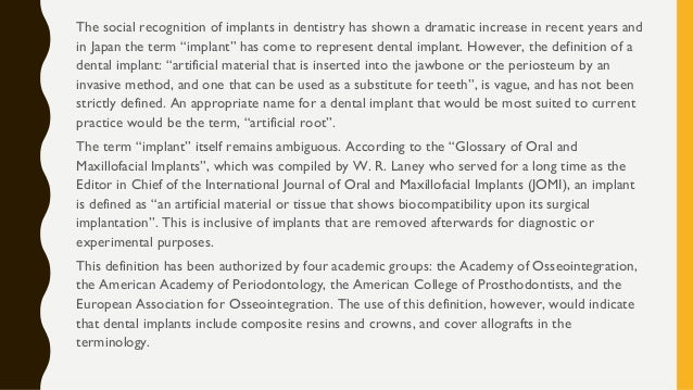 Glossary Of Oral And Maxillofacial Implants